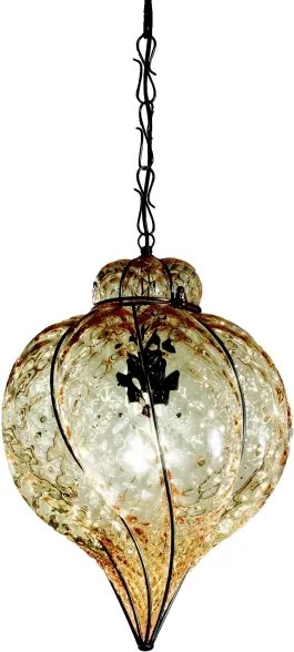 Lustră pe lanț SIRU GOCCIA 1xE27/60W/230V d. 25 cm bej/maro sticlă venețiană