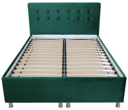 Pat tapitat 1400x2000 verde cu somiera rabatabila