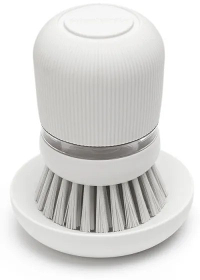 Dozator detergent de vase cu perie Brabantia Sinkside 1003318, 100 ml, Peri din poliester, Suport, Gri deschis