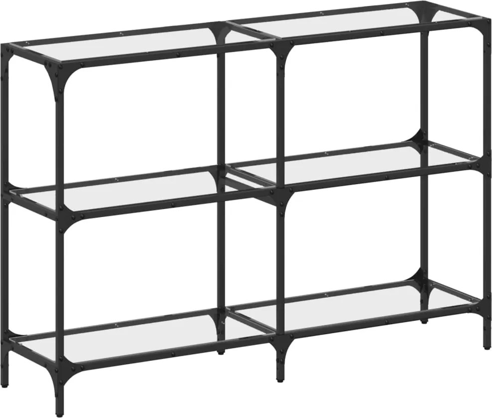 vidaXL Măsuță de cafea blat din sticlă transparentă 118,5x30x81cm oțel