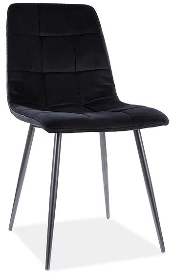 Scaun de sufragerie din catifea neagra MILA cu picioare negre