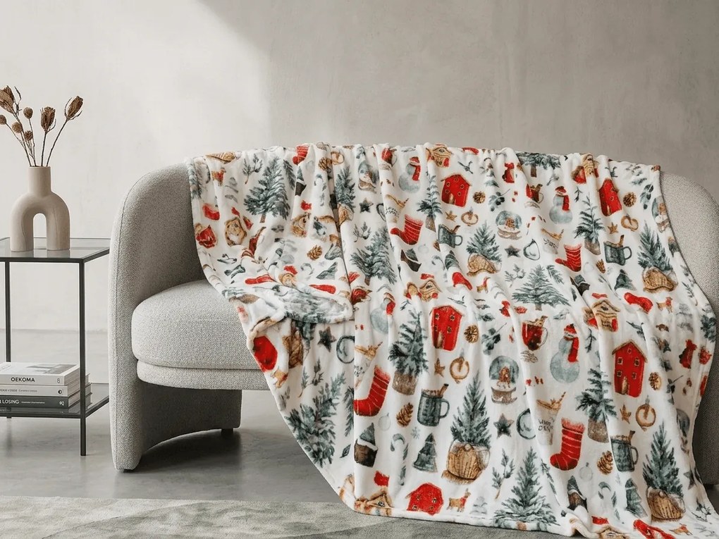 Patura microplus FESTIVE MAGIC, alba Dimensiune: 150 x 200 cm