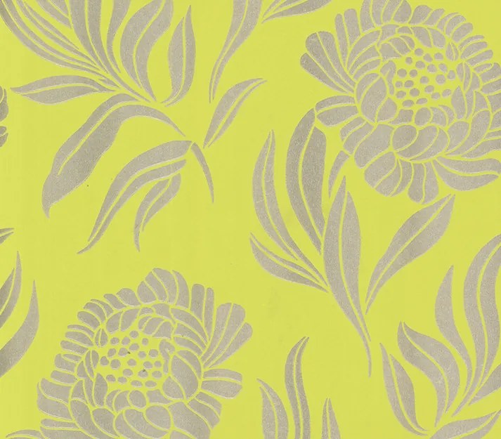 Tapet Chatsworth, Lime Green Luxury Floral, 1838 Wallcoverings, 5.3mp / rola