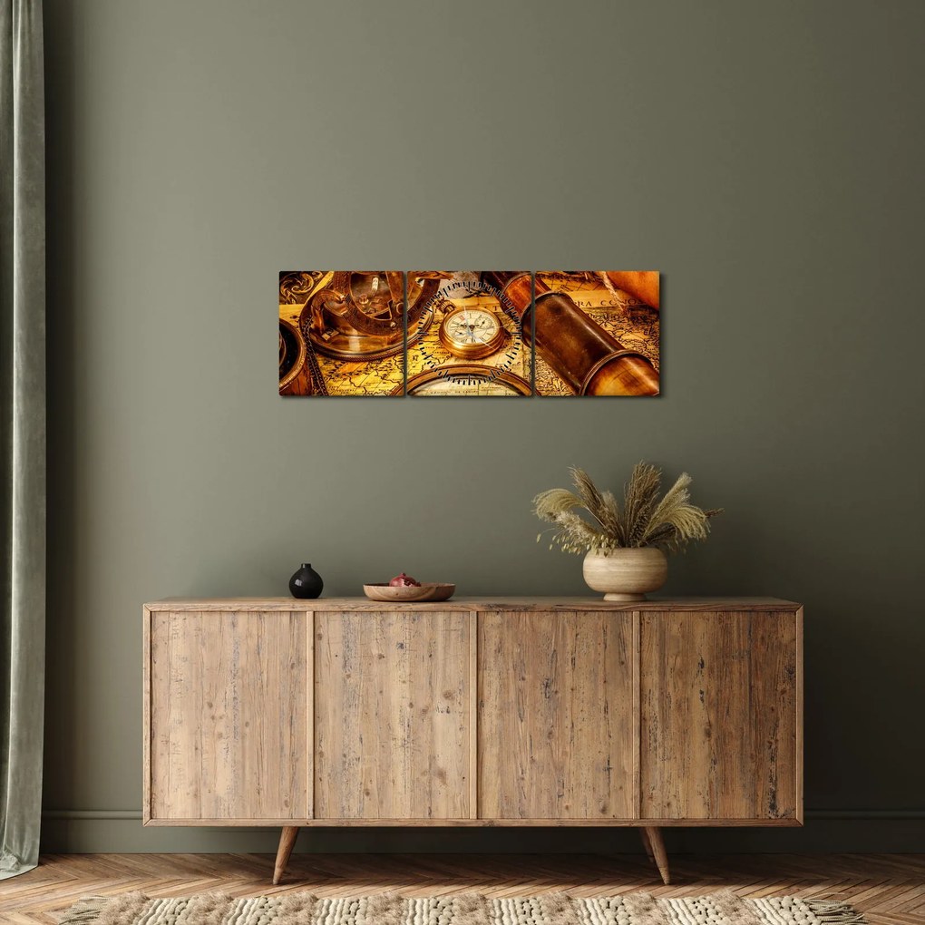 Tablou - uneltele itorice ale marinarior (cu ceas) (90x30 cm)