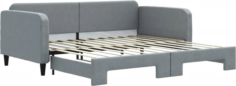 vidaXL Pat de zi cu extensie, gri deschis, 100x200 cm, textil