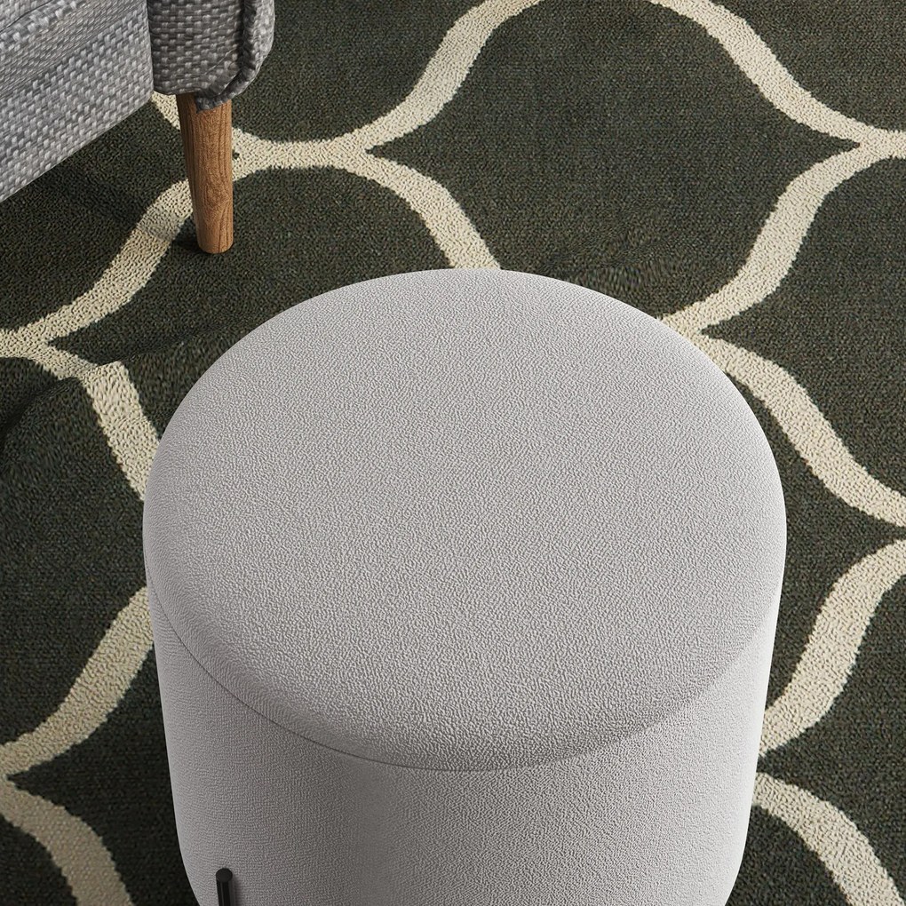 HOMCOM Pouf taburet pouf suport pentru picioare din catifea cu picioare din oțel pentru salon dormitor Ø 35 x 38 cm gri deschis | Aosom Romania
