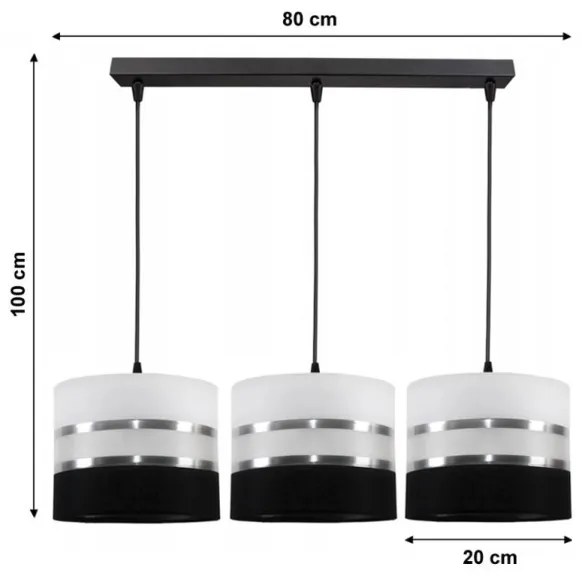 Lustră pe cablu CORAL 3xE27/60W/230V albă/neagră