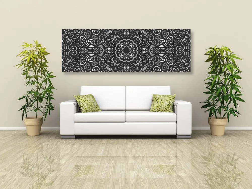 Tablou Mandala iubirii în design alb-negru