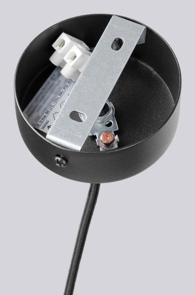 Lustră neagră cu abajur din sticlă Orbital – Sollux