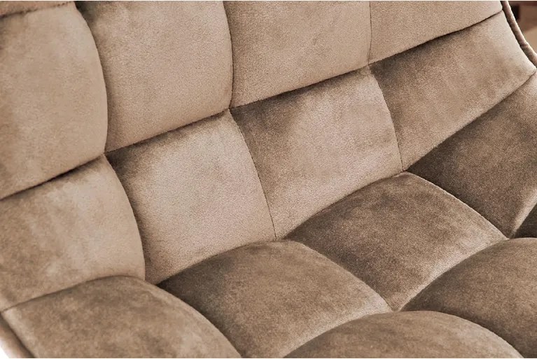 Scaun de bar cu picior negru MALIBU VELVET, bej