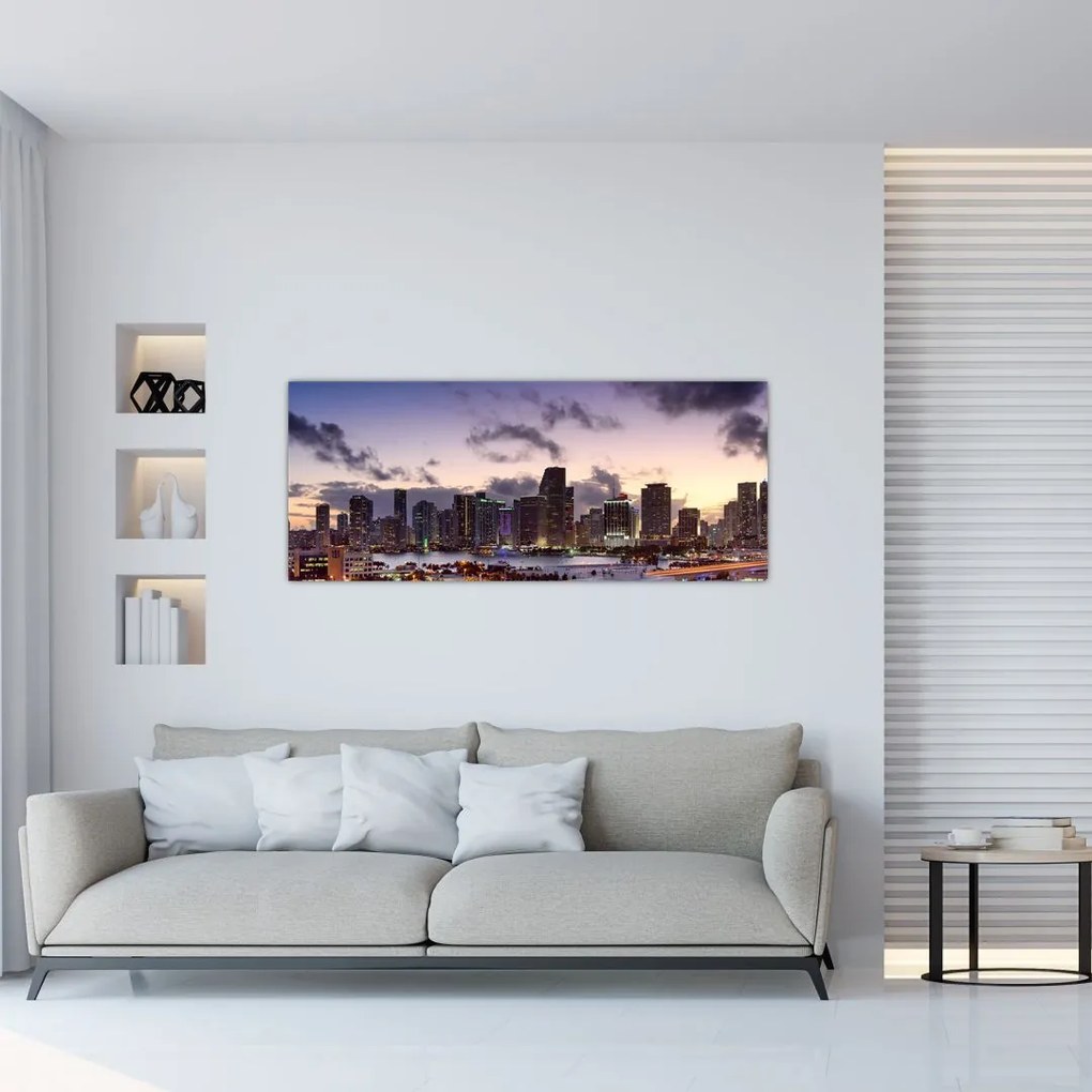 Tablou cu - metropolă cu zgârăie nori (120x50 cm)