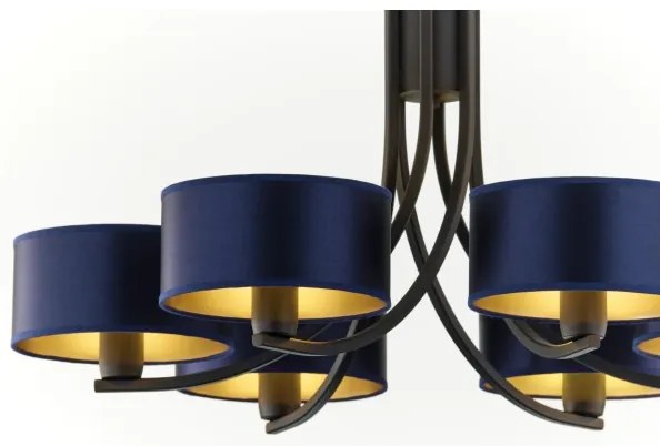 Jupiter 2102 - Candelabru cu lanț ARTHUR 6xE27/15W/230V albastru/negru