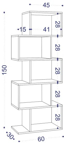 Bibliotecă MERIC 15x60 cm albă