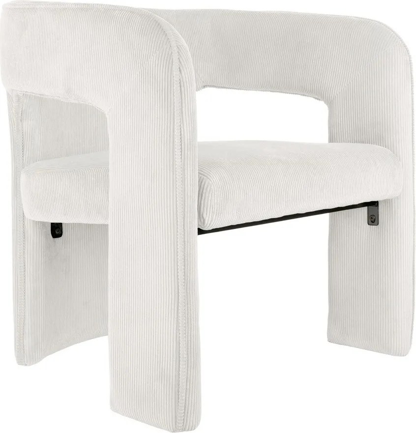 Fotoliu alb cu tapițerie din catifea reiată Vigor – Leitmotiv