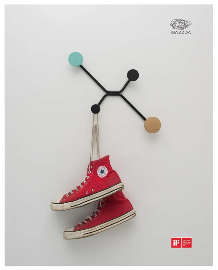 Cuier de perete Gazzda Hook, detaliu verde mentolat, negru