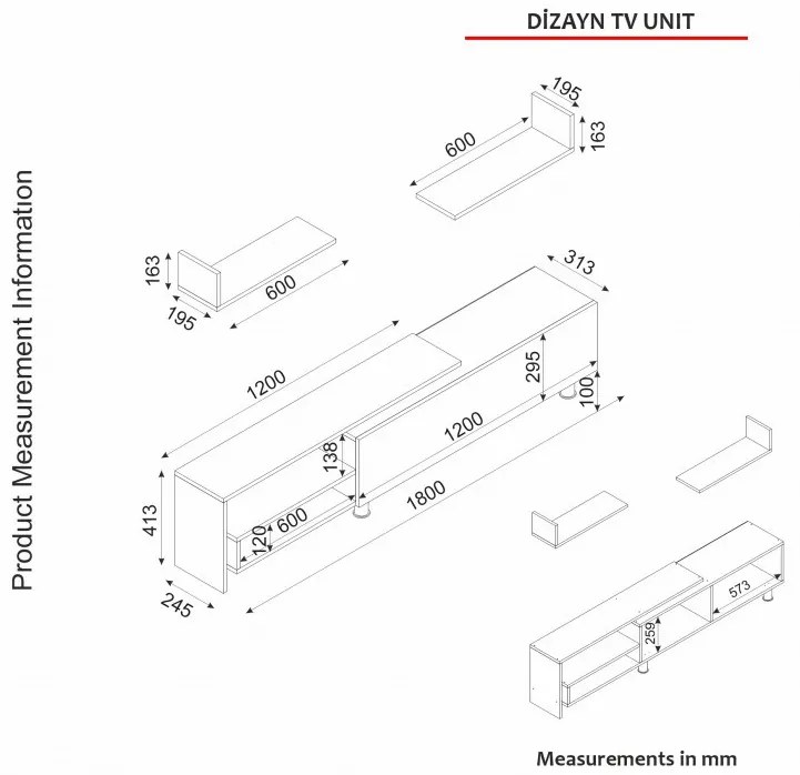 Ansamblu Comoda TV Dizayn Alb-Walnut