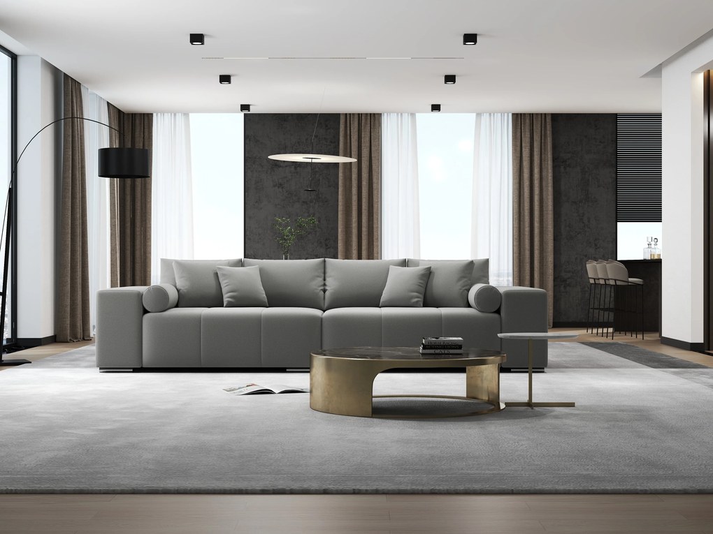 Canapea extensibilă dumonde cu ladă de depozitare si sezut confortabil din spuma high-density, Marbela Royal Gri XXL 295x100 cm