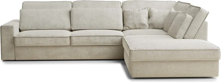 Colțar grej cu tapițerie din chenille (cu colț pe partea dreaptă/în formă de ”L”) Kirou – Maison de Rêve