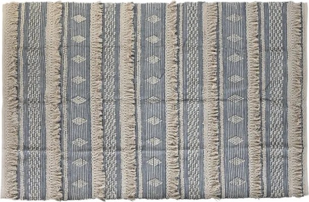 Covor din bumbac țesut manual, albastru și alb, 160 x 230 cm, 1600 gr, „Cotton Carpet Blue"