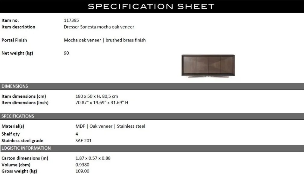 Comoda design LUX Sonesta mocha