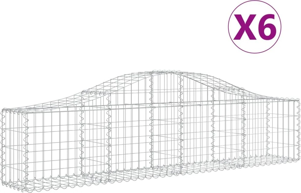 vidaXL Coșuri gabion arcuite 6 buc, 200x30x40/60 cm, fier galvanizat
