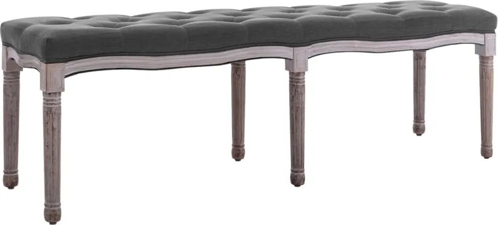 vidaXL Bancă, gri închis, 150x40x48 cm, pânză și lemn masiv