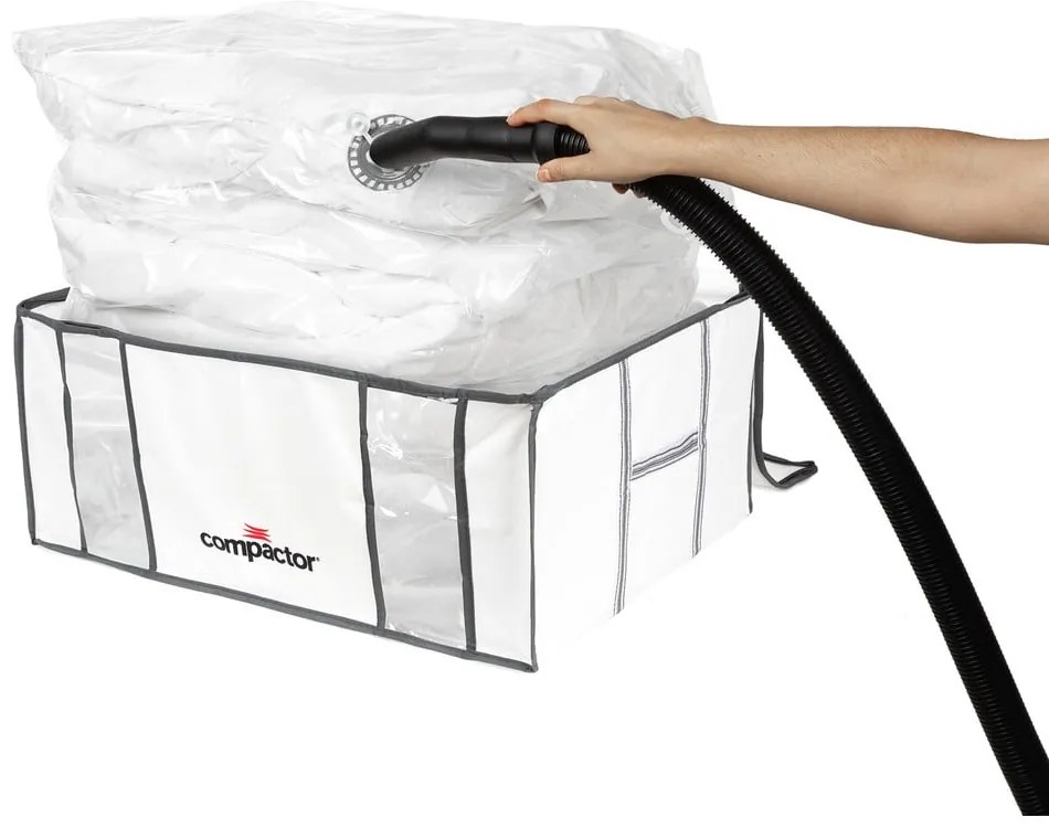 Cutii de depozitare pentru haine 2 buc. din material textil cu vacuum/cu pereți întăriți 65x45x27 cm Life – Compactor