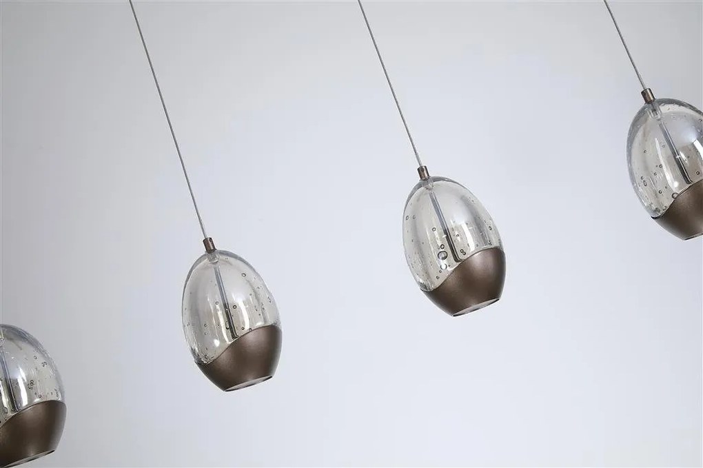 Lustra LED decorativa metal latte sticla sampanie Seeds 4Lt