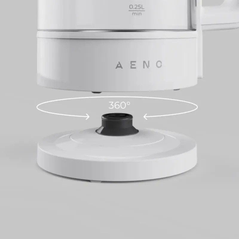 Cana electrica AENO AEK0005, 2200 W, 1,7 l, 40-100 °C, Baza rotativa la 360°, STRIX, Afisaj LED, Filtru, Alb