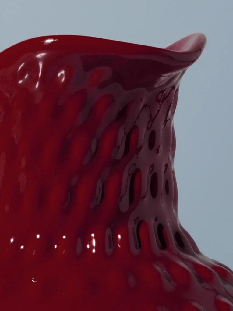 Carafă din ceramică roșu granat, 2 L, cu model hobnail în relief, 23,5 x 19,5 x 15,5 cm, „Pointe de Diamant”
