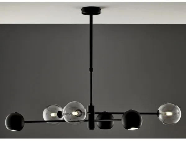 Lustră pe tijă Jupiter 1995 MOKA 3xGU10/10W/230V + 3xG9/10W/230V negru/transparent