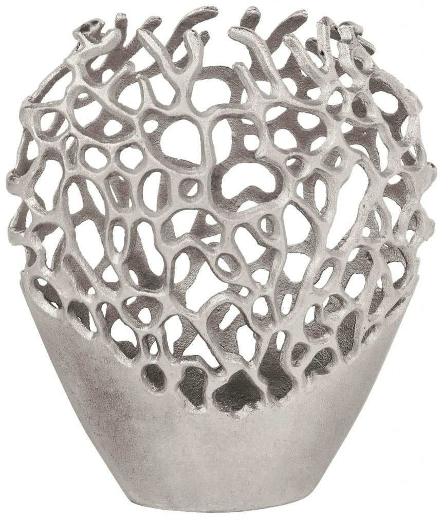 Vaza decorativa din aluminiu Dion, argintie 22x12x27 cm