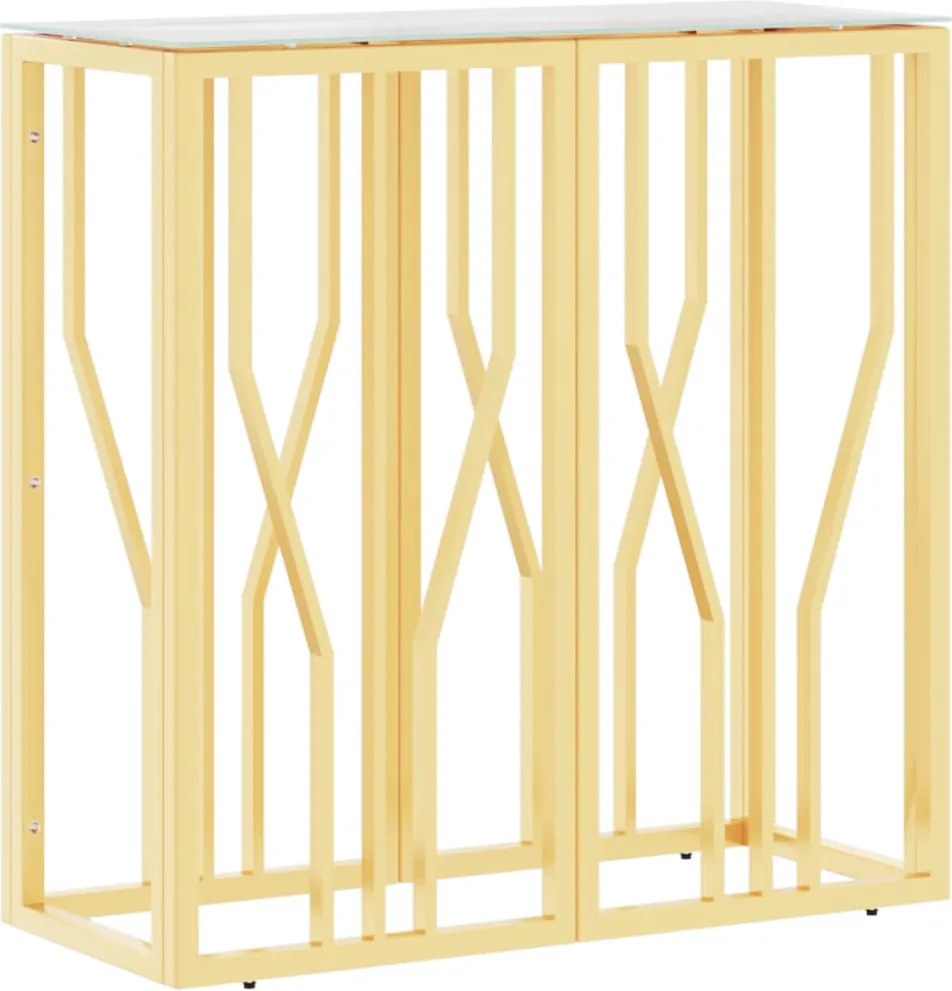 vidaXL Masă consolă, auriu, 70x30x70 cm, oțel inoxidabil și sticlă