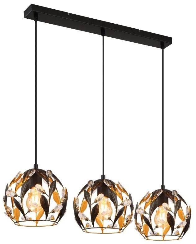 Lustra cu 3 pendule din metal negru MIKA