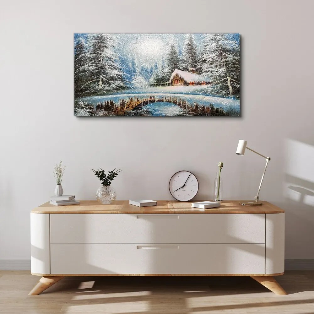 Tablou canvas Iarna Zăpadă Pădure Natura