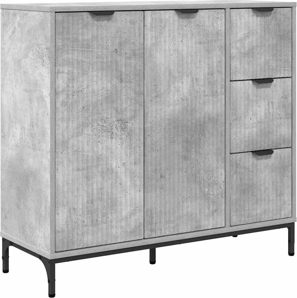 vidaXL Bufet cu sertar Gri din beton 89,5 x 33 x 82 cm Lemn compozit