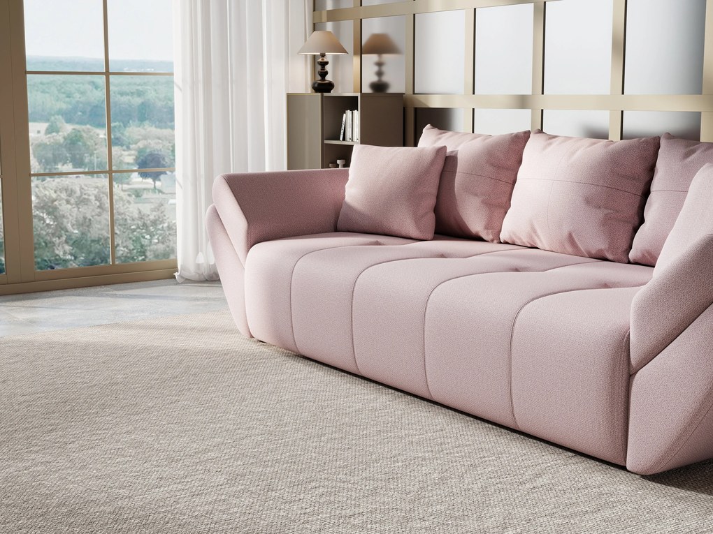 Canapea extensibilă dumonde cu ladă de depozitare si sezut confortabil din spuma high-density, Berlin Enjoy Flamingo 250x100 cm