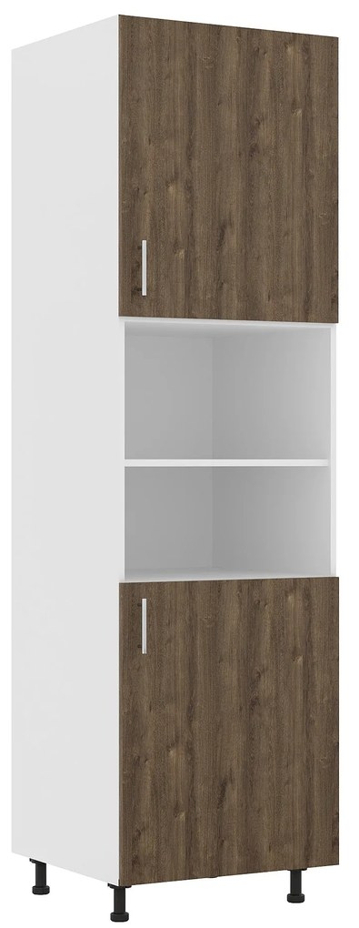 Corp Turn Karo, 2 Usi, cu spatiu cuptor, Stejar Bronz/Alb, 60 x 57 x 210 cm