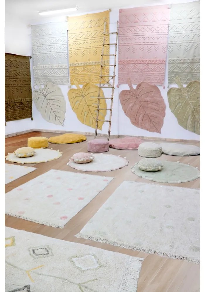 Covor pentru copii bej lavabil/țesut manual din bumbac 120x180 cm Monstera Natural – Lorena Canals