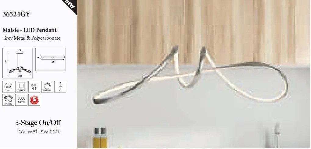 Lustra LED decorativa Maisie gri