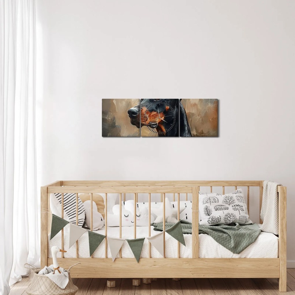 Tablou - Portretul lui Dobrman (cu ceas) (90x30 cm)
