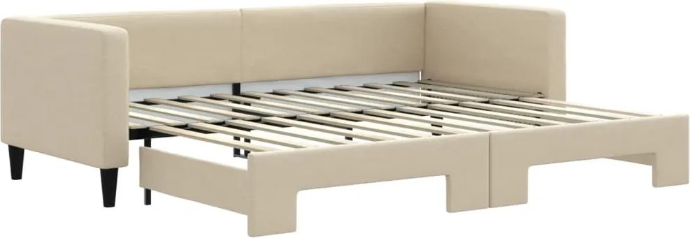 vidaXL Pat de zi cu extensie, crem, 80x200 cm, textil