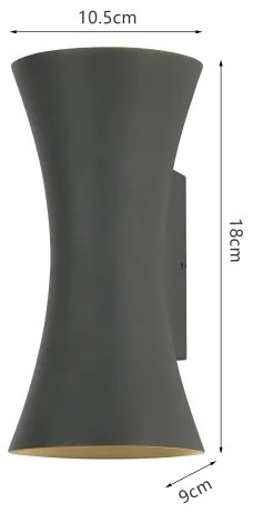 Brilagi - Aplica LED de exterior BICON, 10W, 230V, antracit, IP44