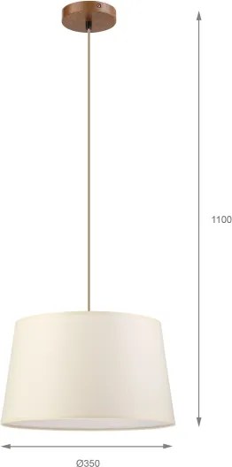 Lustră suspendată pe cablu AIDA 1xE27/15W/230V, Ø 35 cm, stejar/crem