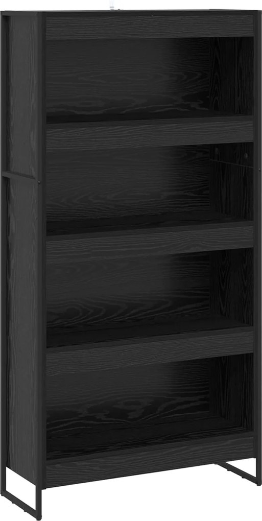 vidaXL Dulap pentru cărți 2 pcs Stejar Negru 80 x 30 x 155 cm