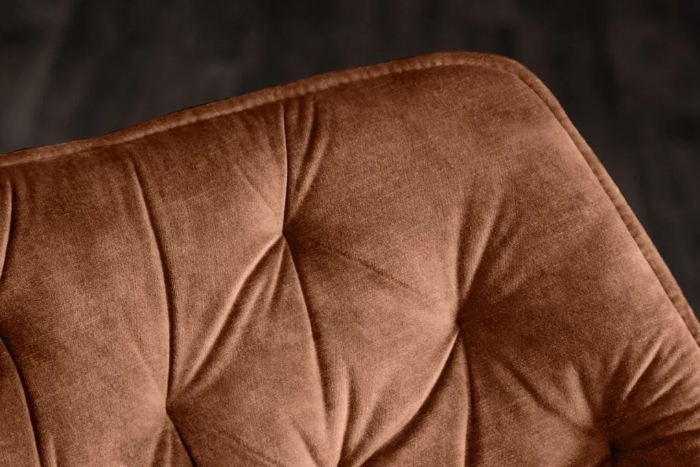 Set de 2 scaune pivotante The Dutch Comfort, catifea maro ruginiu