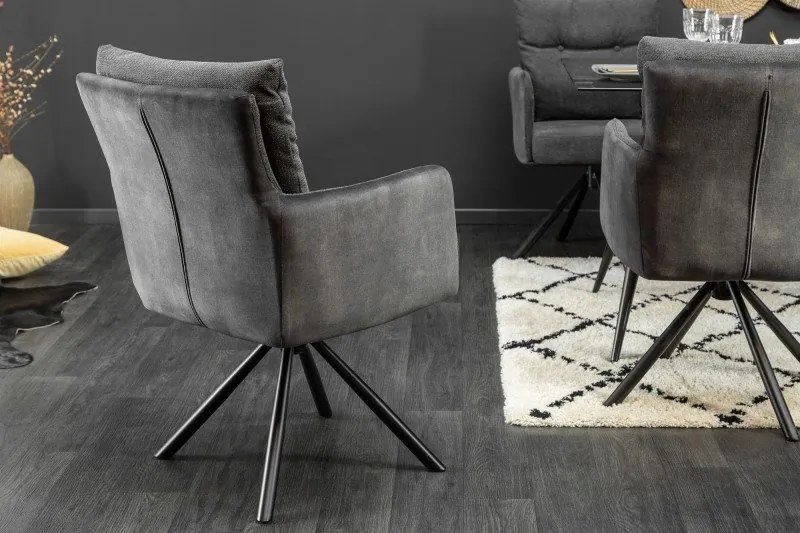 Set 2 scaune pivotante Big George, catifea/ tesatura antracit