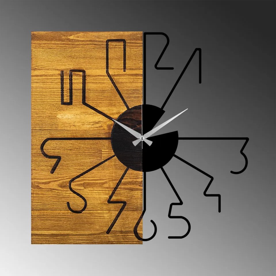 Ceas Decorativ de Perete Wooden Clock 29, Lemn / Metal