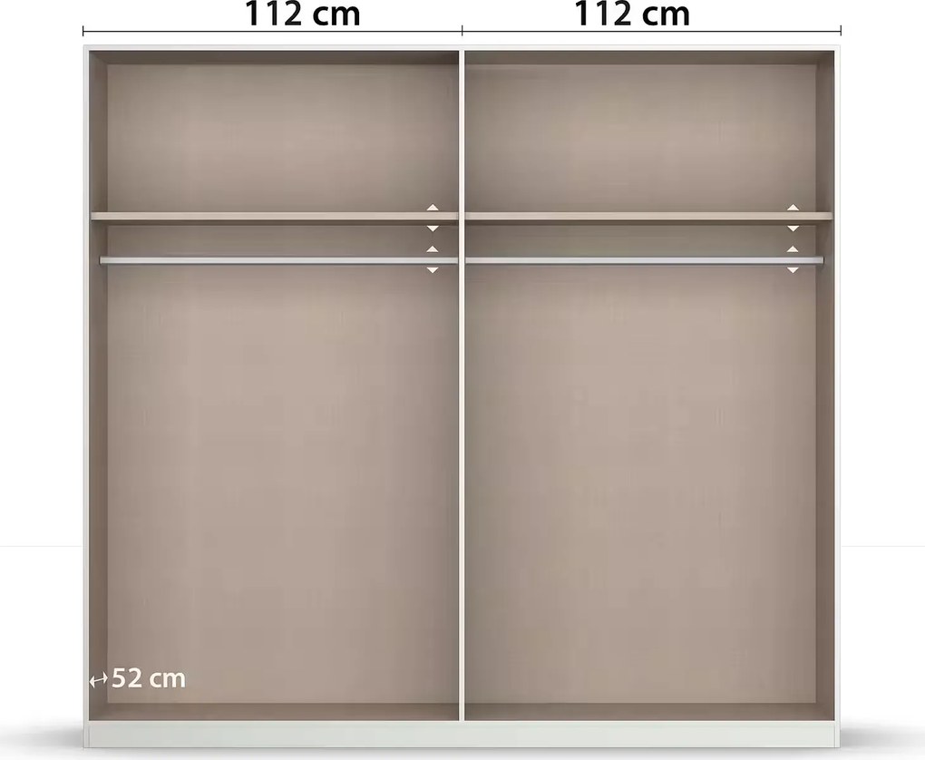 Set dormitor format din 4 piese, dulap, cadru pat 160/200 cm și 2 noptiere, culoare alb cu gri antracit