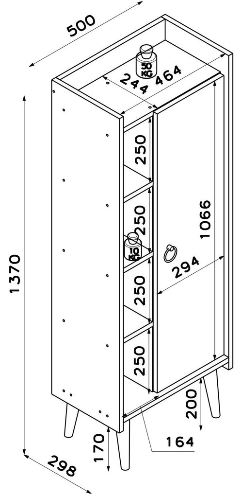 Dulap Mavade 4 (stejar + alb) . 1094225